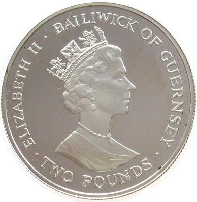Guernsey 2 Pounds - Elizabeth II Queen Mother - Silver obverse