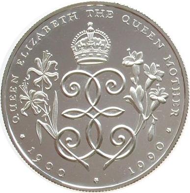 Guernsey 2 Pounds - Elizabeth II Queen Mother - Silver reverse
