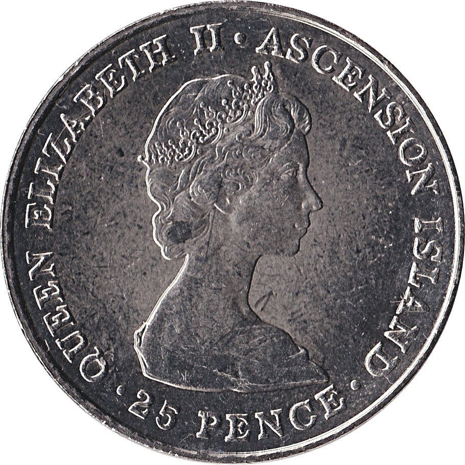 Ascension Island 25 Pence - Elizabeth II Royal Wedding obverse