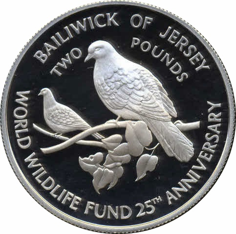 Jersey 2 Pounds - Elizabeth II Pink Pigeon; Silver Proof