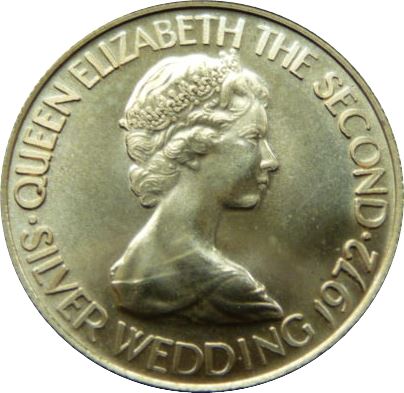 Jersey 10 Pounds - Elizabeth II Silver Wedding obverse
