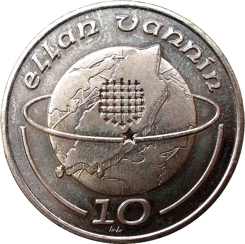 Isle of Man 10 Pence - Elizabeth II Portcullis on map