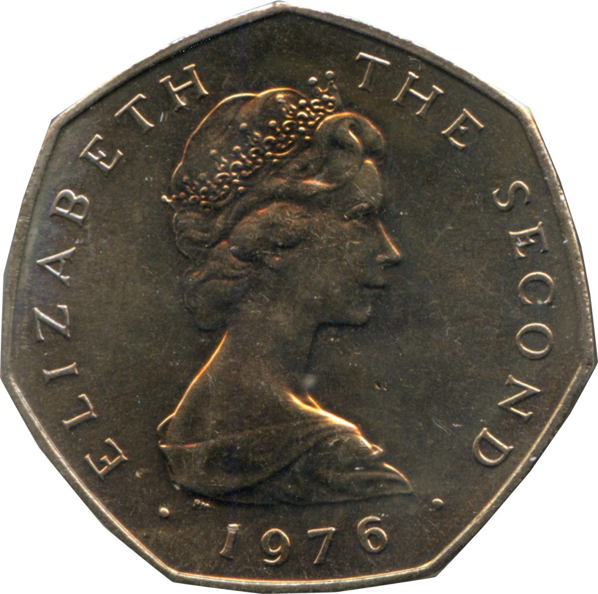 Isle of Man 50 Pence - Elizabeth II Viking longship on map obverse