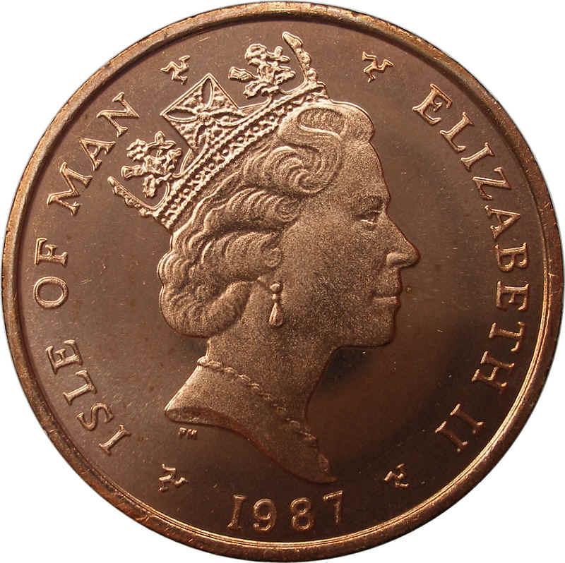 Isle of Man 2 Pence - Elizabeth II Peregrine Falcon obverse