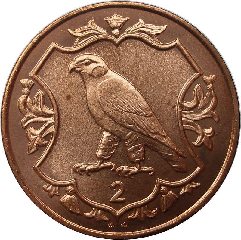 Isle of Man 2 Pence - Elizabeth II Peregrine Falcon