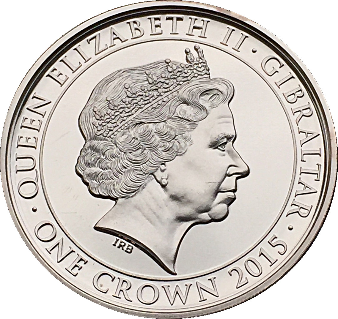 Gibraltar 1 Crown - Elizabeth II Sir Winston Churchill; Rose Gold Plated obverse