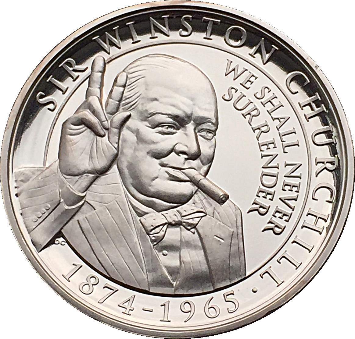 Gibraltar 1 Crown - Elizabeth II Sir Winston Churchill; Rose Gold Plated reverse