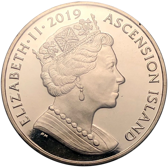 Ascension Island 1 Crown - Elizabeth II First man on the moon obverse