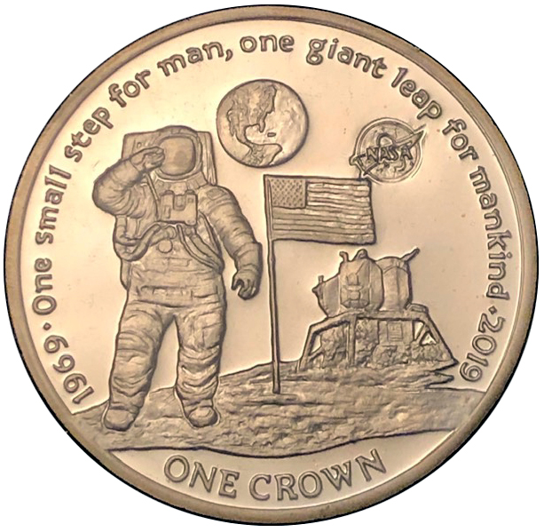 Ascension Island 1 Crown - Elizabeth II First man on the moon