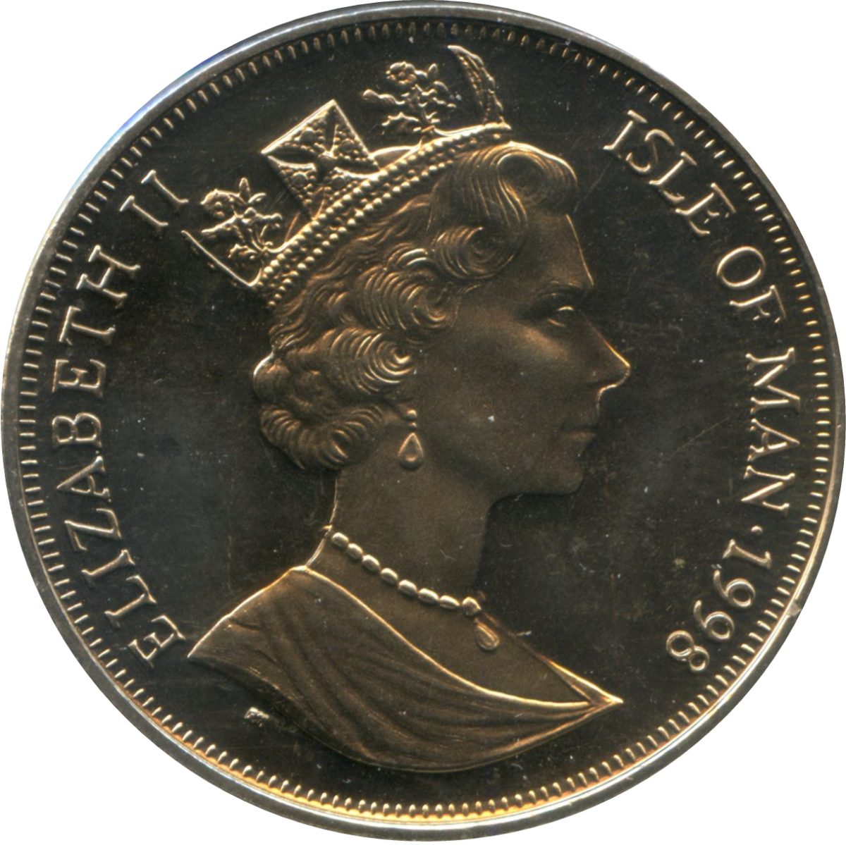 Isle of Man 1 Crown - Elizabeth II Year of the Ocean - Sailboats obverse