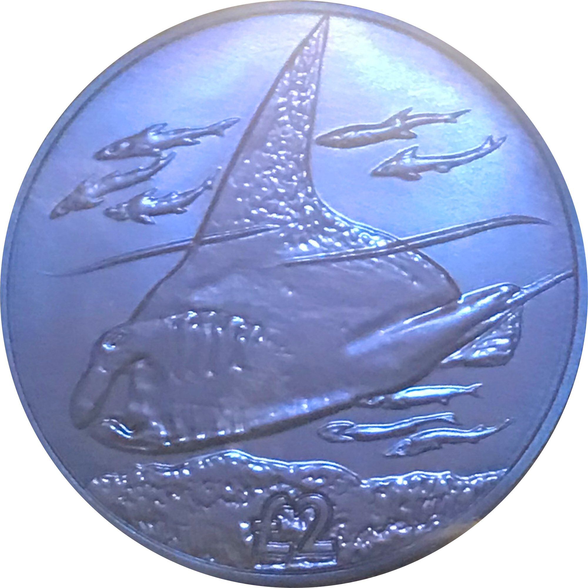 British Indian Ocean Territory 2 Pounds - Elizabeth II The manta ray; Titanium reverse