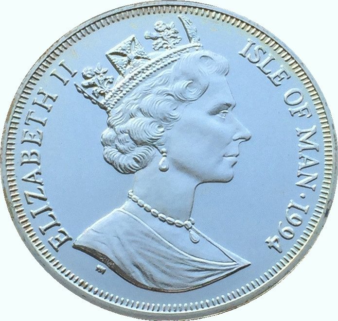 Isle of Man 1 Crown - Elizabeth II D-Day - German Machine Gun Position; Silver Proof obverse