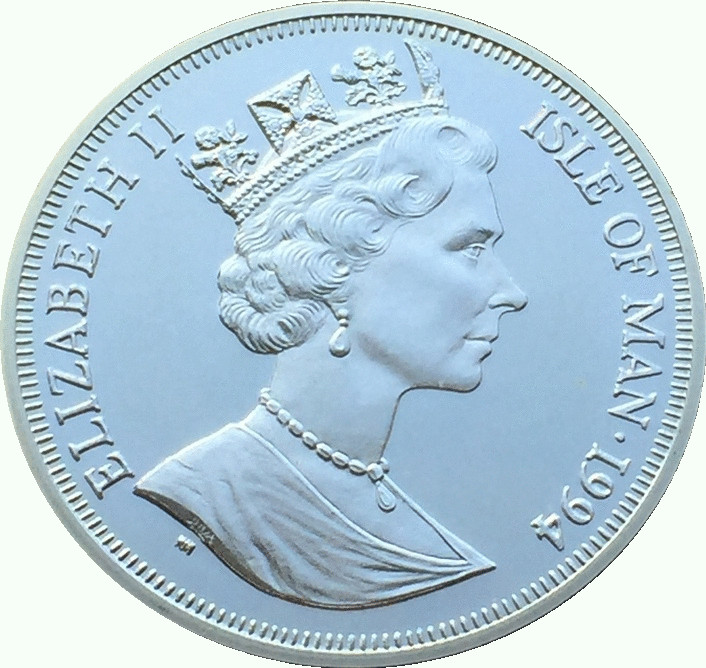 Isle of Man 1 Crown - Elizabeth II D-Day - General Eisenhower, Silver Proof Issue obverse