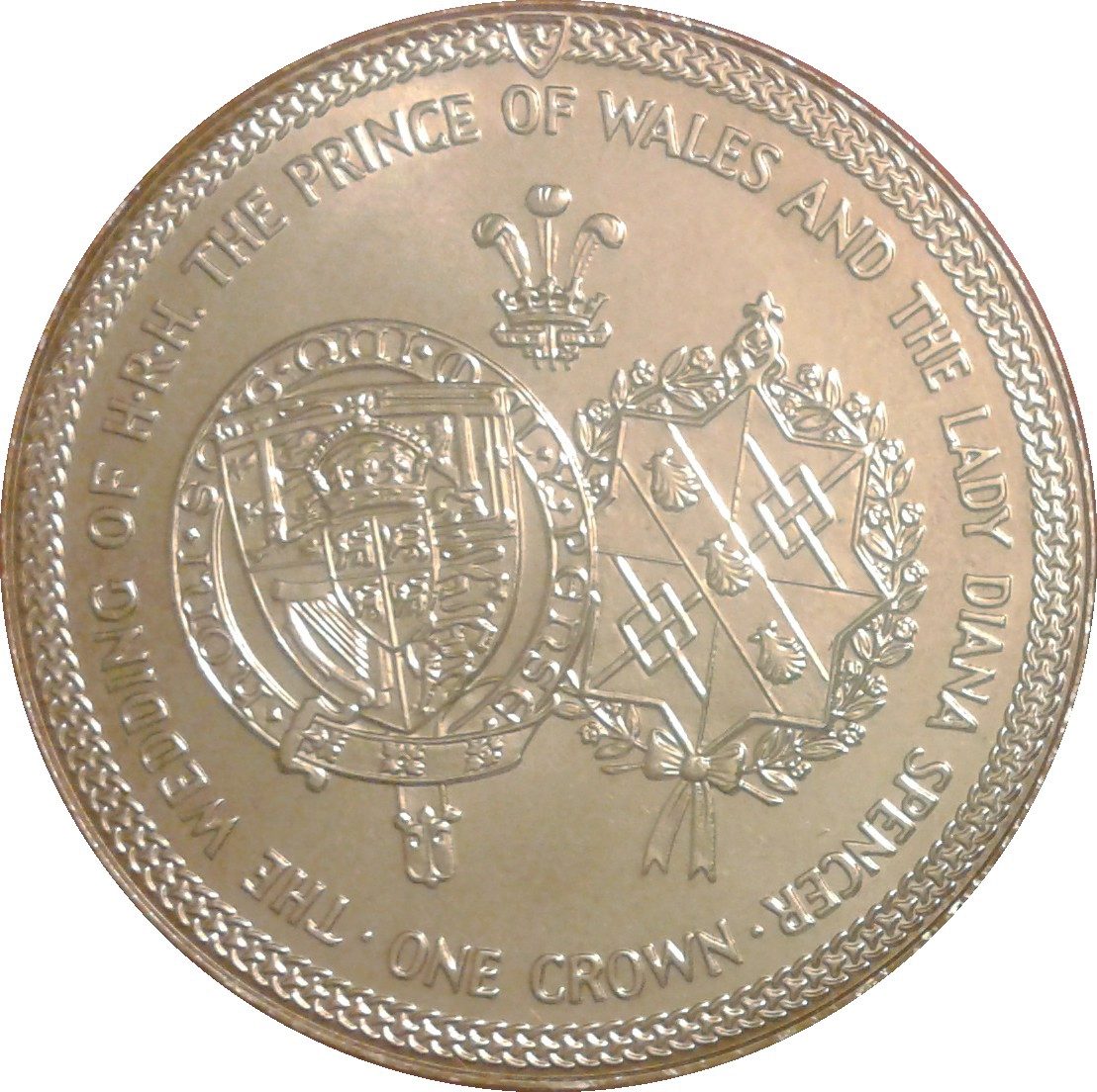 Isle of Man 1 Crown - Elizabeth II Royal Wedding reverse