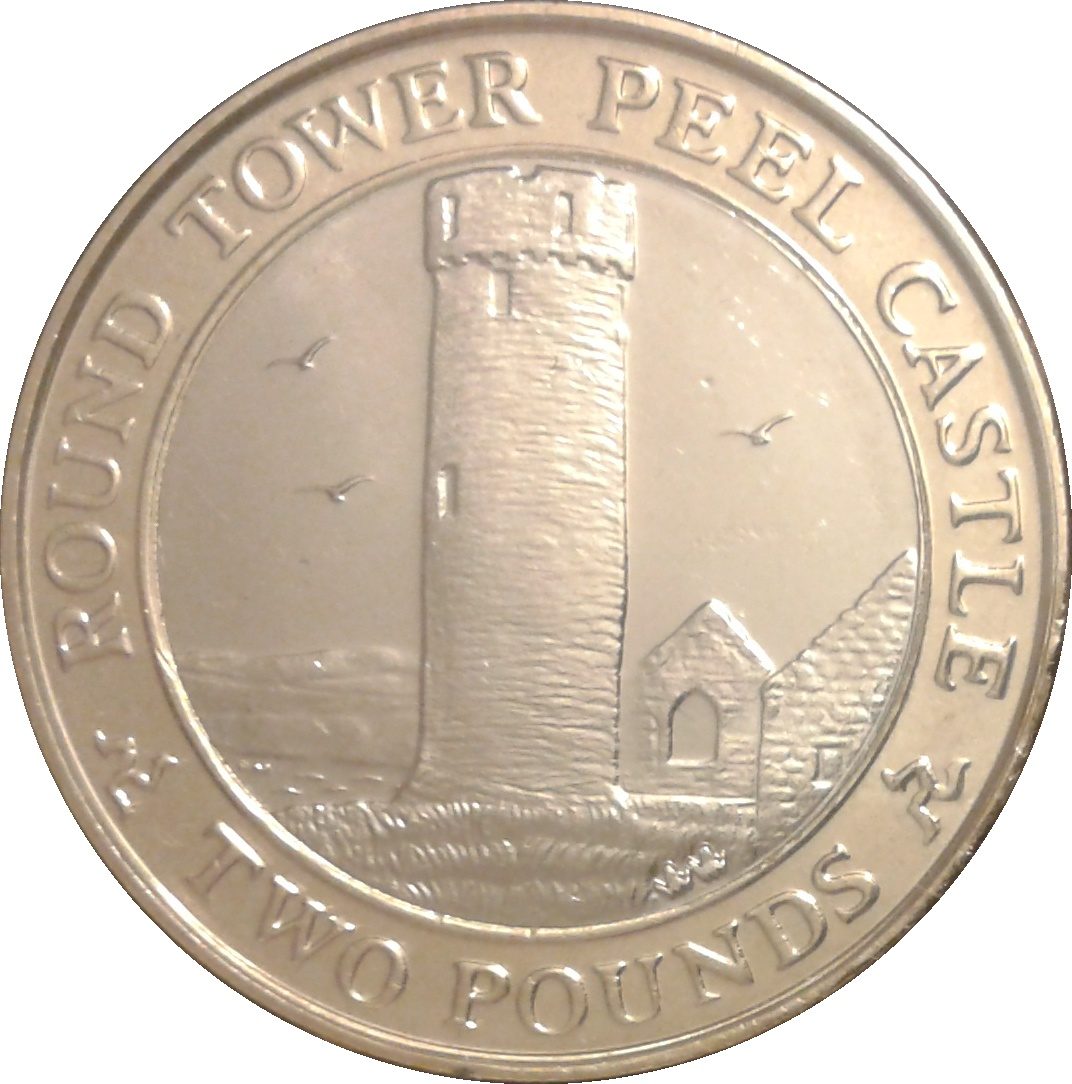 Isle of Man 2 Pounds - Elizabeth II Round Tower
