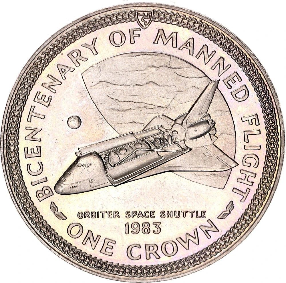 Isle of Man 1 Crown - Elizabeth II Orbiter Space Shuttle