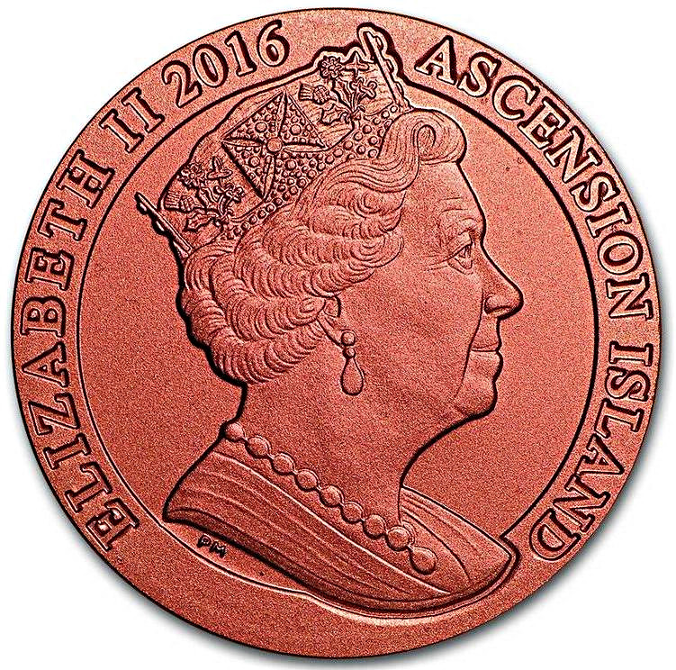 Ascension Island 1 Crown - Elizabeth II 175th Anniversary Penny Red obverse
