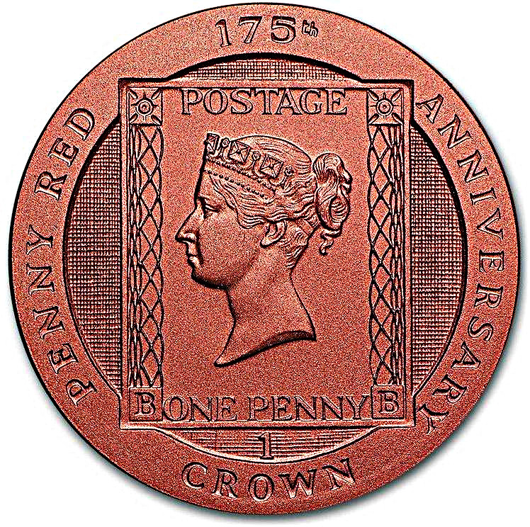 Ascension Island 1 Crown - Elizabeth II 175th Anniversary Penny Red