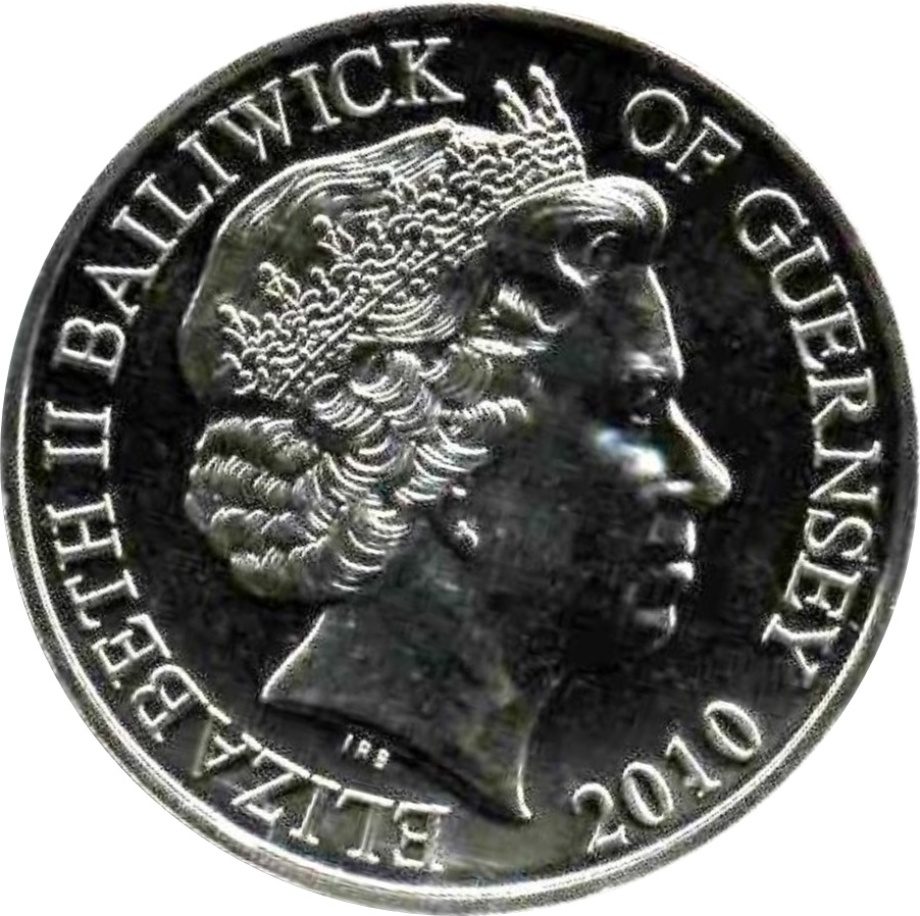Guernsey 5 Pounds - Elizabeth II Battle of Britain - Hawker Hurricane obverse
