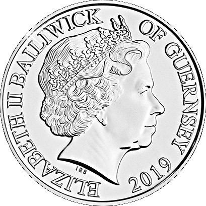 Guernsey 5 Pounds - Elizabeth II 75th anniversary of D-day obverse
