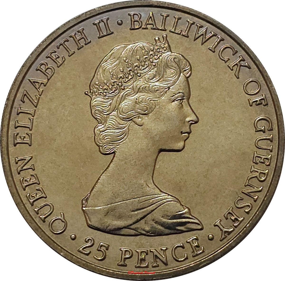 Guernsey 25 Pence - Elizabeth II Queen Mother obverse