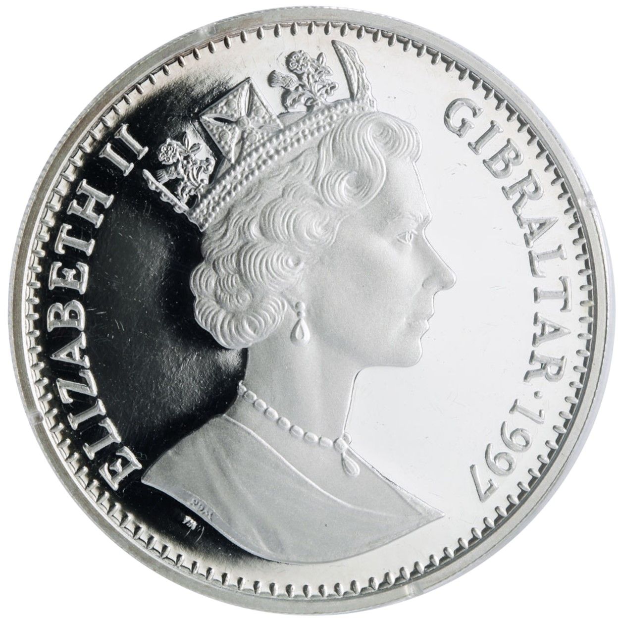 Gibraltar 1 Royal - Elizabeth II Yorkshire Terrier; Silver Proof obverse