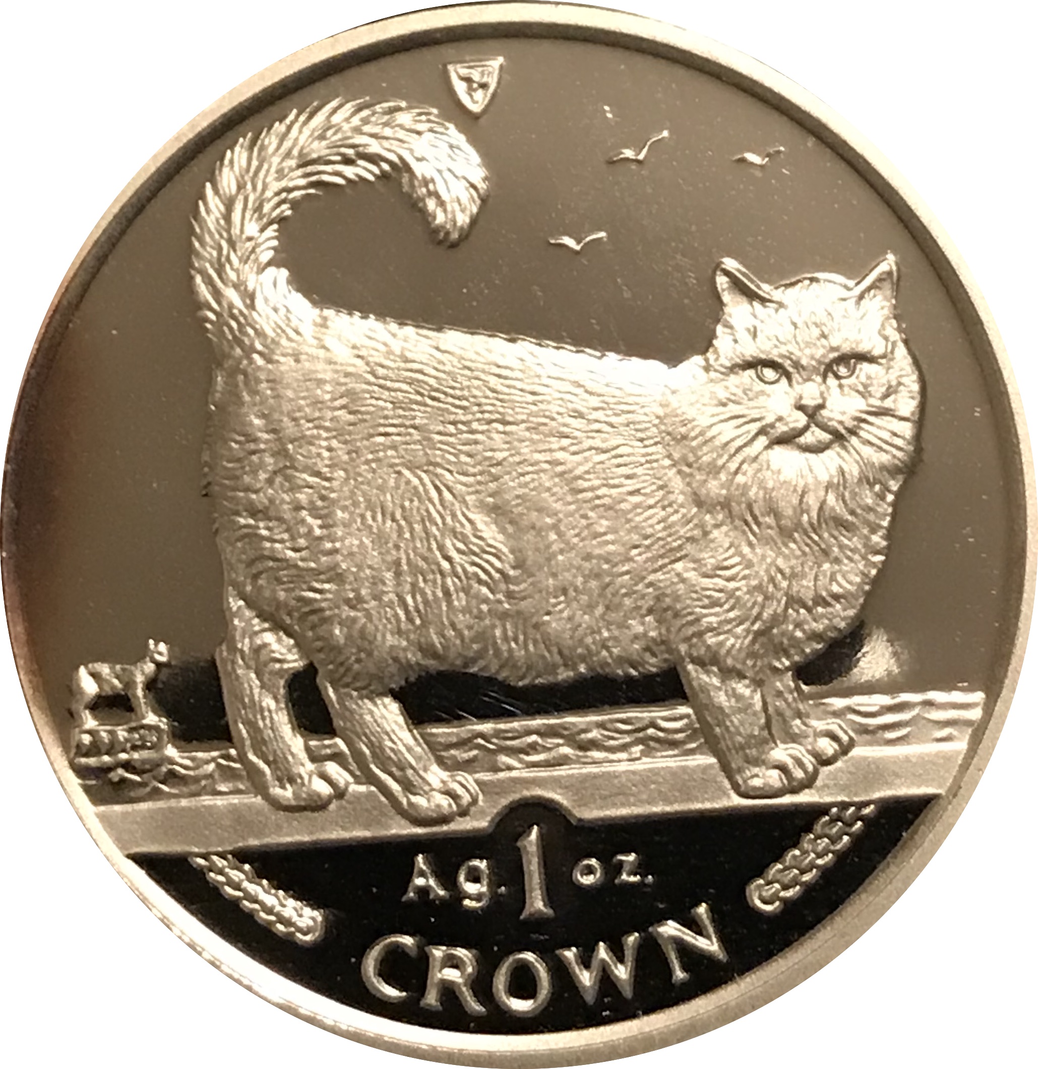 Isle of Man 1 Crown - Elizabeth II Birman cat; Silver reverse