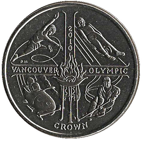 Isle of Man 1 Crown - Elizabeth II Vancouver Olympic - Ice Sports reverse