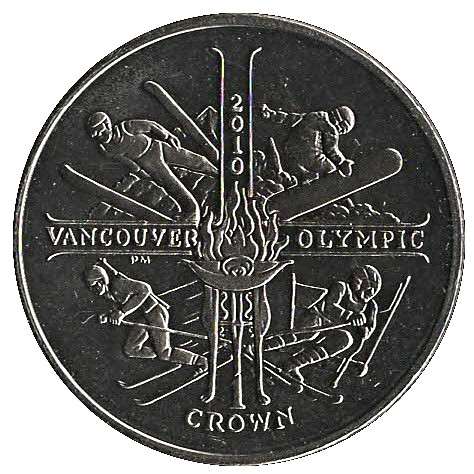 Isle of Man 1 Crown - Elizabeth II Vancouver Olympic - Snow Sports reverse