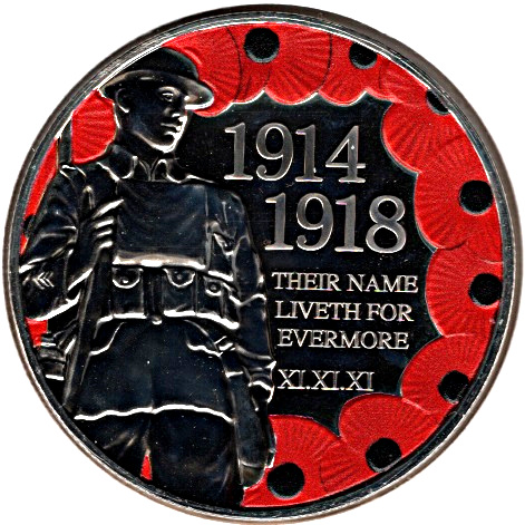 Isle of Man 1 Crown - Elizabeth II WW1 Armistice Centenary reverse