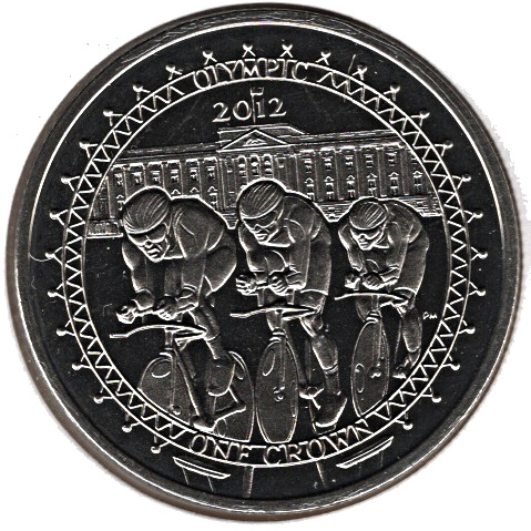 Isle of Man 1 Crown - Elizabeth II London Olympics 2012 - Cycling reverse