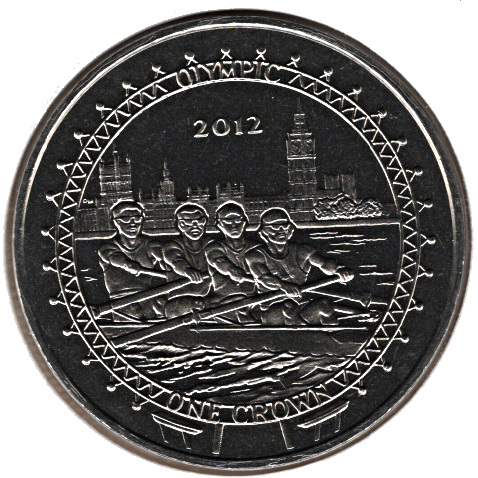 Isle of Man 1 Crown - Elizabeth II London Olympics 2012 - Rowing reverse