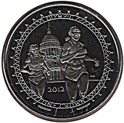 Isle of Man 1 Crown - Elizabeth II London Olympics 2012 - Running reverse