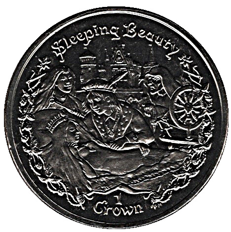 Isle of Man 1 Crown - Elizabeth II Sleeping Beauty reverse