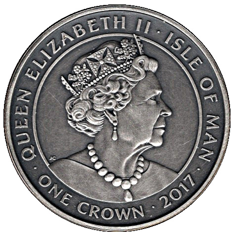 Isle of Man 1 Crown - Elizabeth II Harald Fairhair obverse