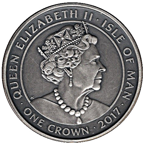 Isle of Man 1 Crown - Elizabeth II Saint Olav obverse
