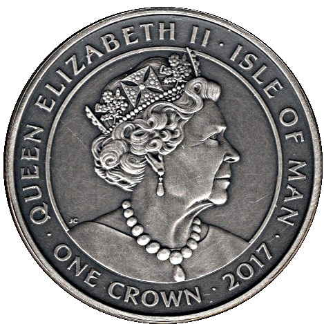 Isle of Man 1 Crown - Elizabeth II Thor obverse
