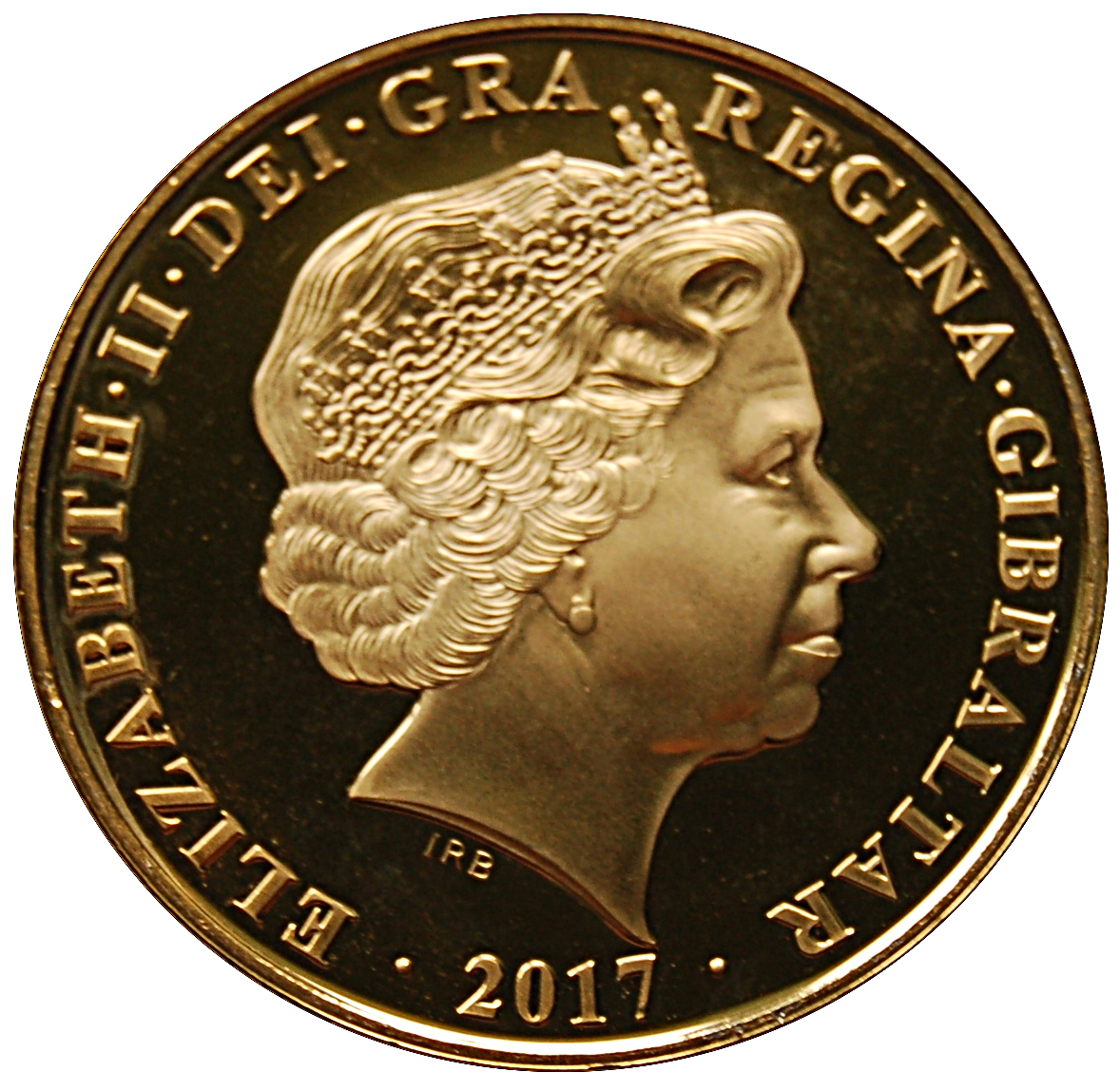 Gibraltar 1 Crown - Elizabeth II King George V; Gold Plated obverse