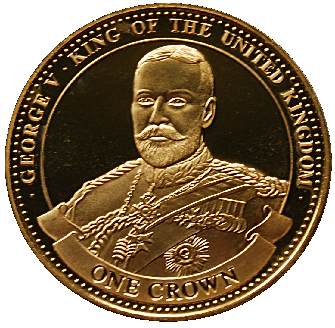 Gibraltar 1 Crown - Elizabeth II King George V; Gold Plated