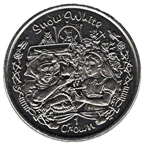 Isle of Man 1 Crown - Elizabeth II Snow White reverse