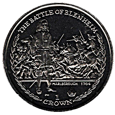Isle of Man 1 Crown - Elizabeth II The Battle of Blenheim reverse