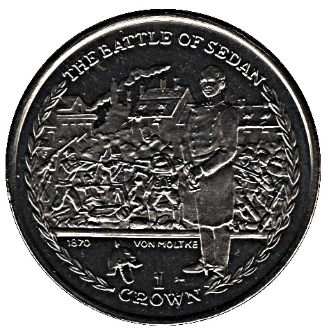 Isle of Man 1 Crown - Elizabeth II The Battle of Sedan reverse