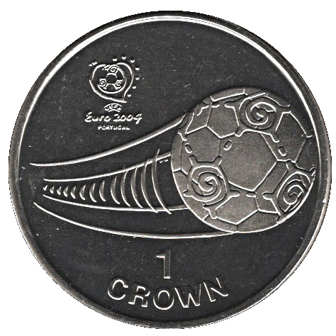 Isle of Man 1 Crown - Elizabeth II Euro 2004 Portugal - Soccer Ball reverse