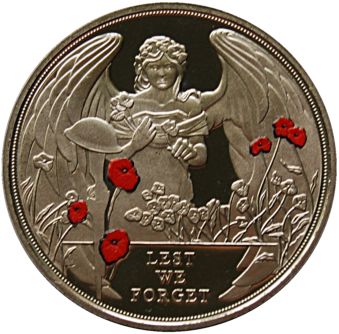 Gibraltar 1 Crown - Elizabeth II Battle of Ypres; Coloured Poppies