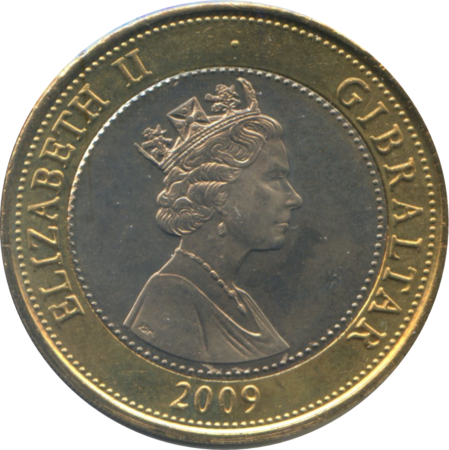 Gibraltar 2 Pounds - Elizabeth II Trafalgar obverse