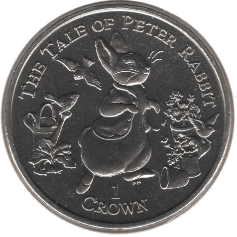 Isle of Man 1 Crown - Elizabeth II The Tale of Peter Rabbit reverse