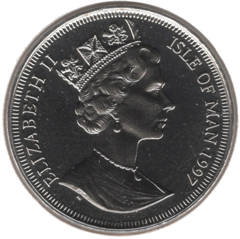 Isle of Man 1 Crown - Elizabeth II The Goddess Bast obverse