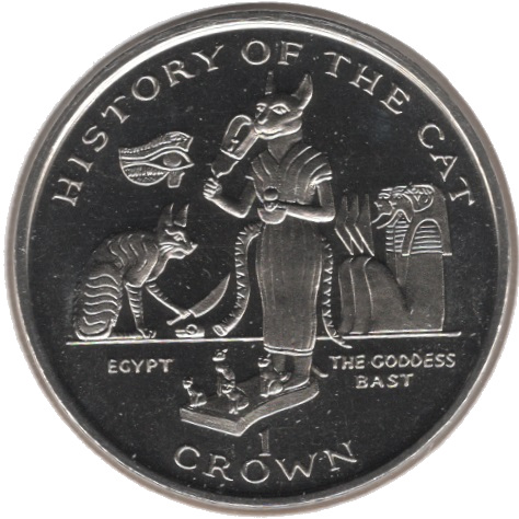 Isle of Man 1 Crown - Elizabeth II The Goddess Bast reverse