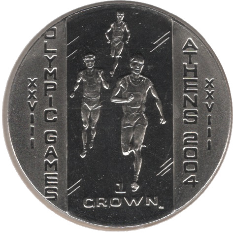 Isle of Man 1 Crown - Elizabeth II Olympic Games Athens - Runners reverse