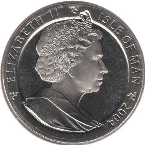 Isle of Man 1 Crown - Elizabeth II Olympic Games Athens - Cyclists obverse